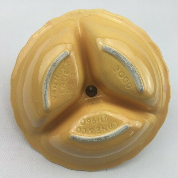 Vintage 60s MCM Lane & Co Divided Serving Dish Yellow Party Gold USA 1960 - Picture 9 of 9